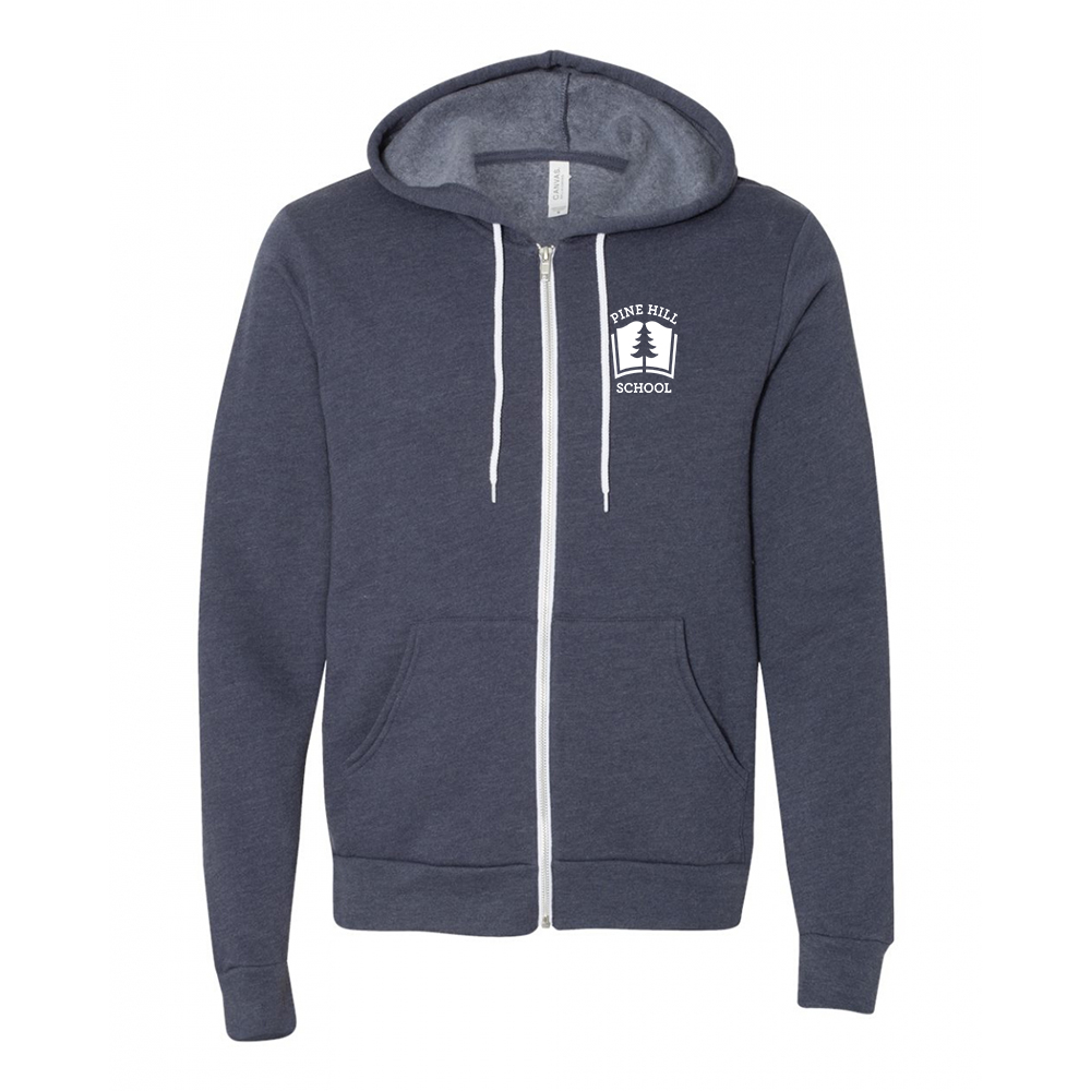 Adult Unisex Fleece Full Zip Hoodie – Pine Hill Elementary